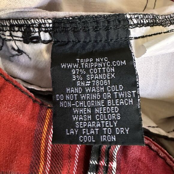 Vintage Tripp NYC Jeans Womens 24 Red Tartan Plaid Punk Goth Rocker Pants 90s - Picture 11 of 11